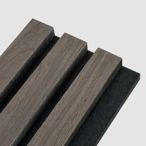 A close-up of a Samples panel featuring three evenly spaced, raised wooden slats with a dark gray textured backing, set against a light gray background.